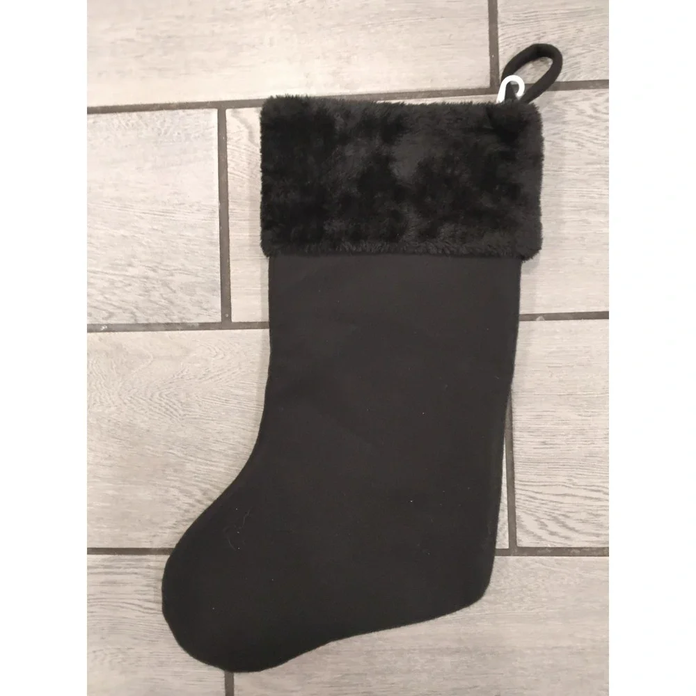 Harry Potter Hogwarts Christmas Stocking Black Faux Fur Crest NWT